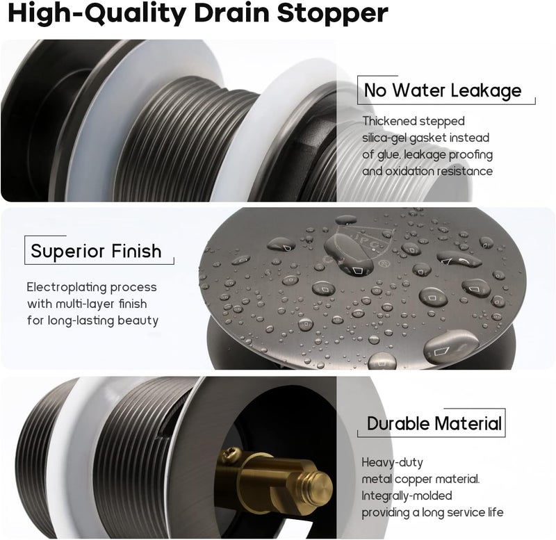 FerdY Pop-up Drain for Freestanding Bathtub, Space Gray, cUPC Certification, Freestanding Bathtub Drain Stopper - Image 3